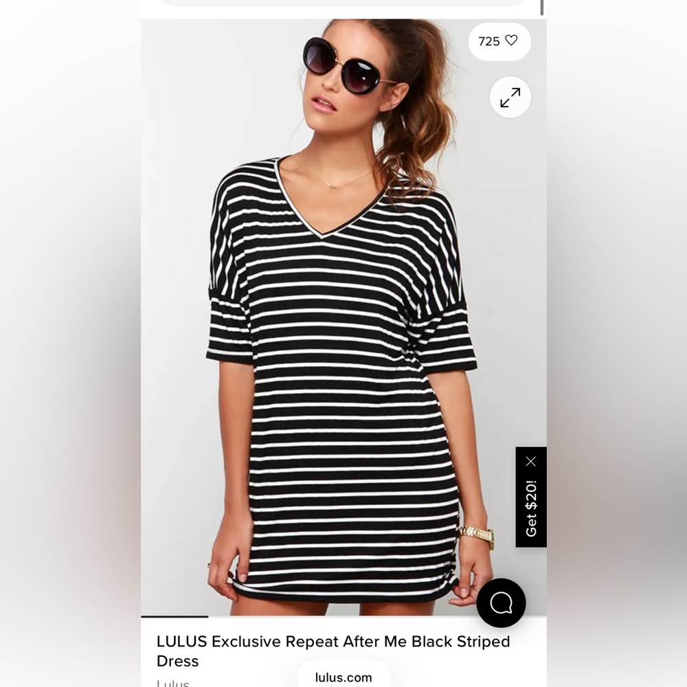 Lulus Black and White Striped Women's T Shirt Dress Size Small